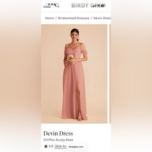 NWT Birdy Grey Dusty Rose Devin Bridesmaid Dress